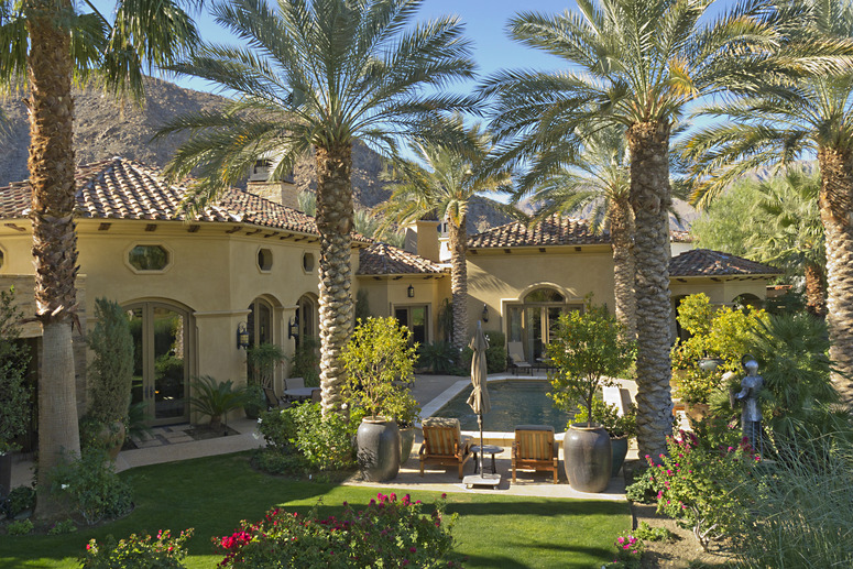 Rear entrance of luxury villa with swimming pool in Adelaide