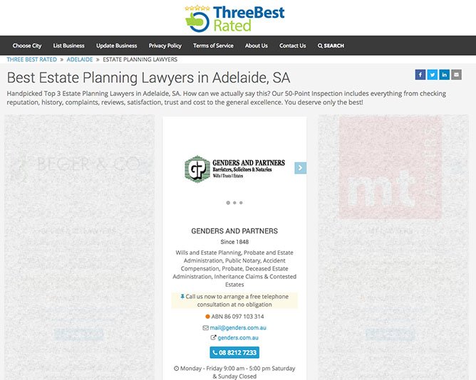 2017 Best Estate Planning Lawyers in Adelaide SA Genders and Partners