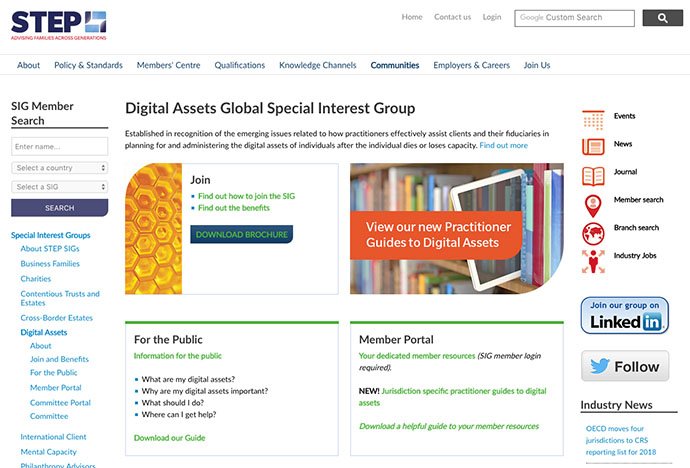 2017 Rod Genders selected as Chair of international STEP Digital Assets Special Interest Group